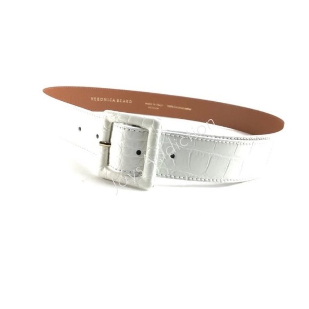 Veronica Beard Croc-Embossed Skinny Waist Belt